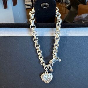 Silver Heart Locket Charm Bracelet